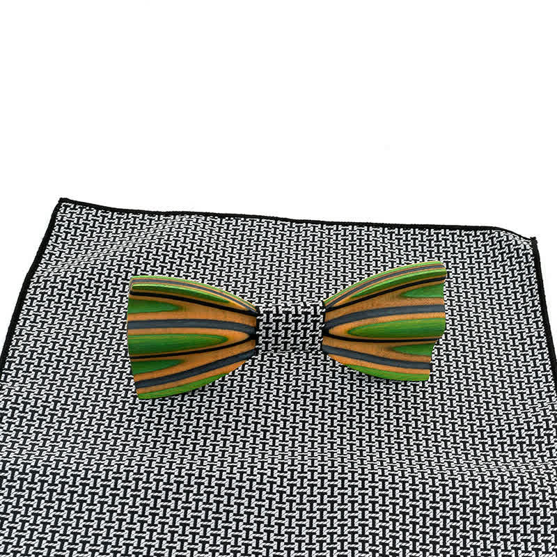 2er-Set Herren Funkelndes Lasergravur-Holzfliegen-Set