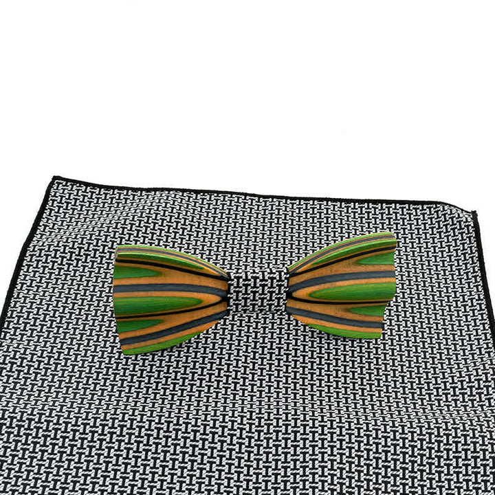 2er-Set Herren Funkelndes Lasergravur-Holzfliegen-Set