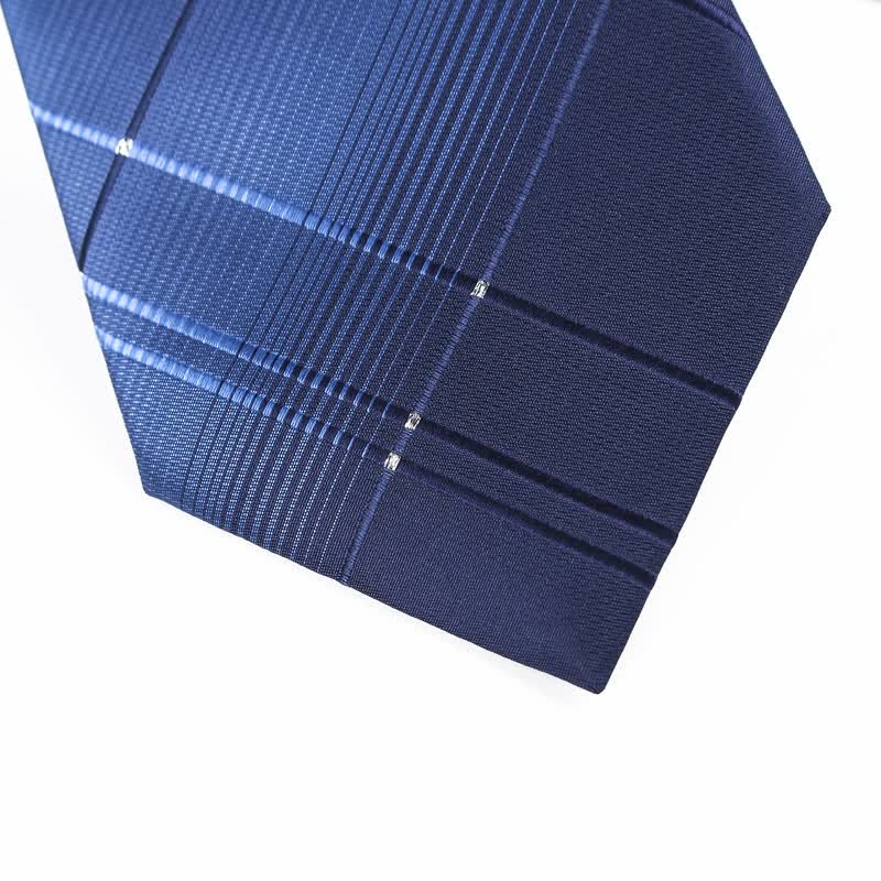 Marineblauer Reißverschluss-Schlips für Herren mit Farbverlauf und kariertem Muster - image 5
