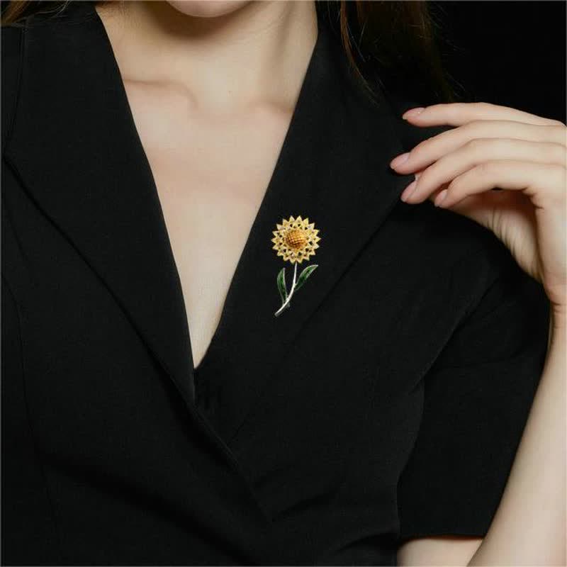 Goldene Sonnenblumenbrosche für Frauen