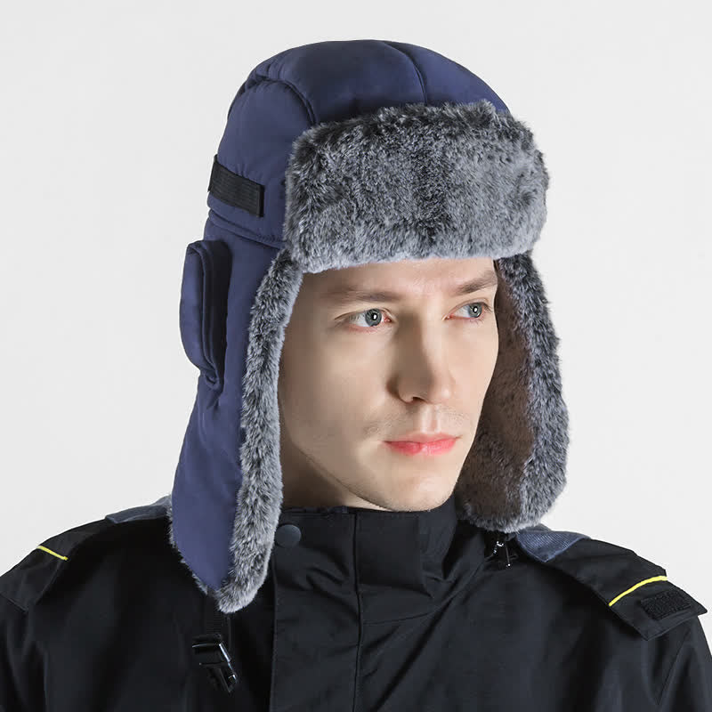 Unisex Outdoor Aviator Cap Kunstfell Trapper Hut Set