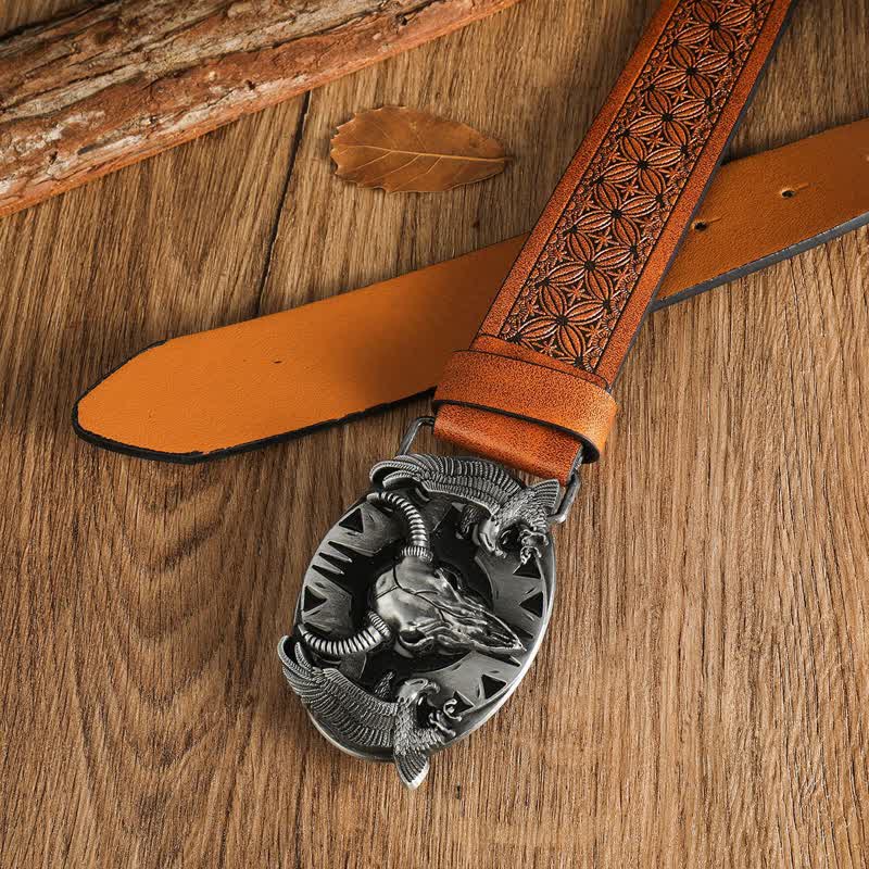 Herren Vintage Bull &amp; Dual Eagles Ledergürtel