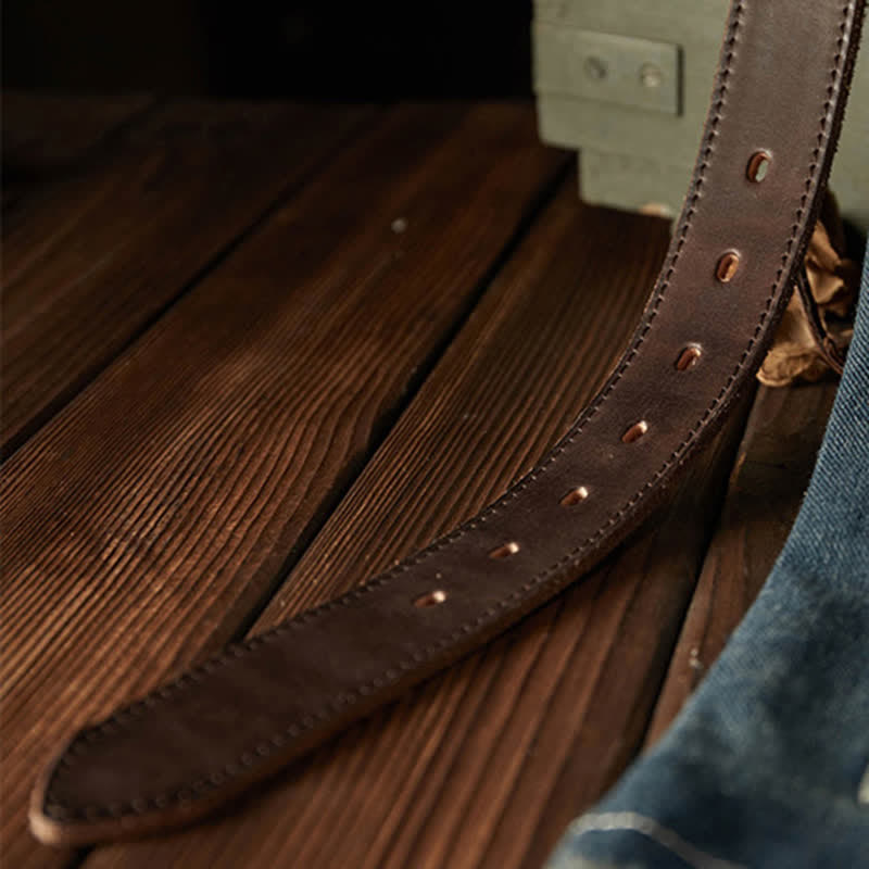 Klassischer strukturierter Cowboy-Ledergürtel für Herren
