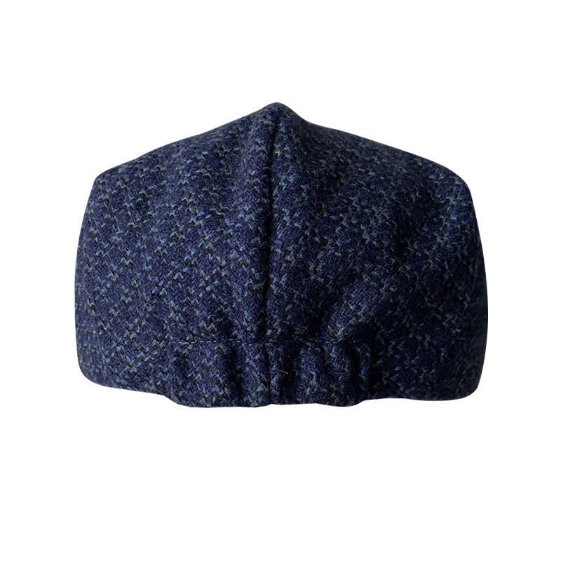 Marineblauer Karo Herbst Winter Barett Mütze