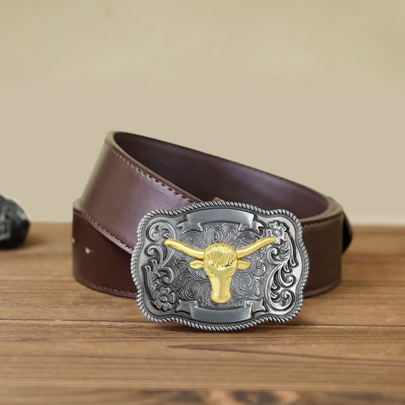 Herren DIY Ledergürtel mit goldener Tierschnalle