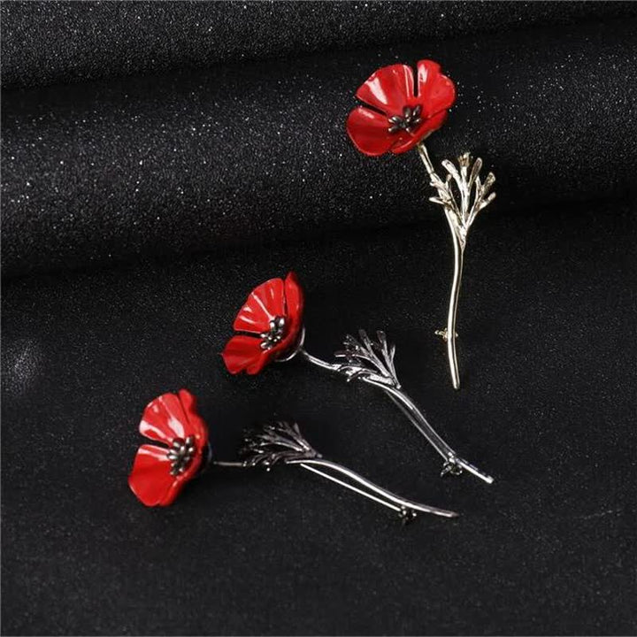 Elegante Rote Mohnblumenbrosche für Frauen