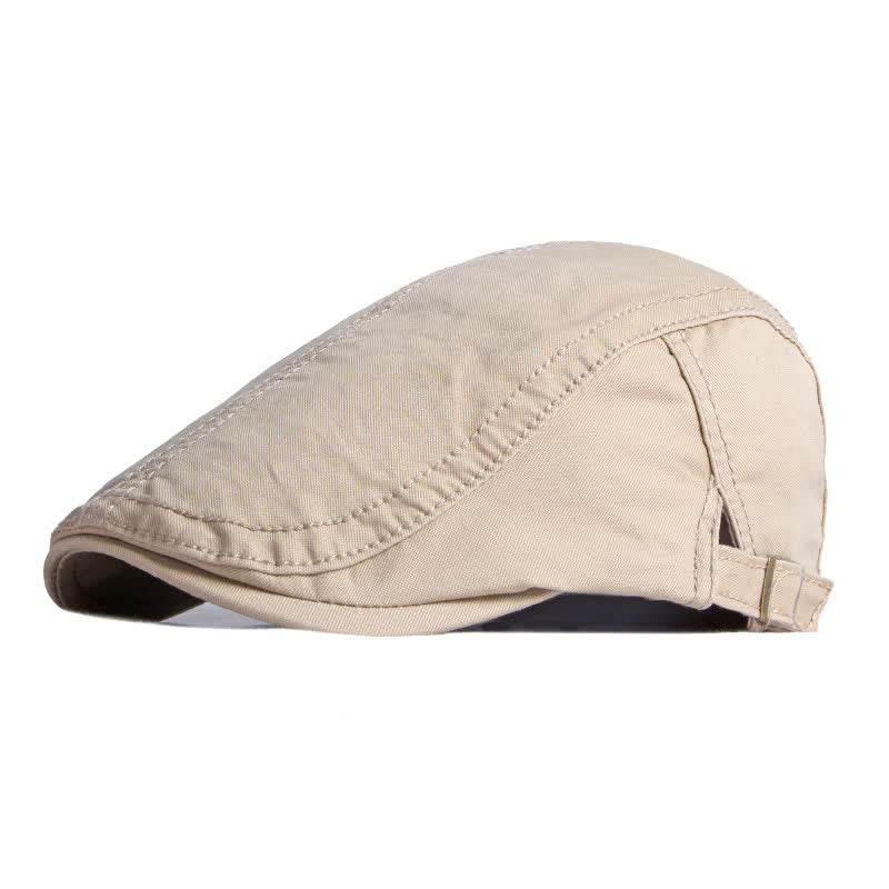 Retro Maler Baumwolle Barett Flachkappe - Hell Khaki - Verstellbar (ca. 21 5/8"-23 5/8") - image 0