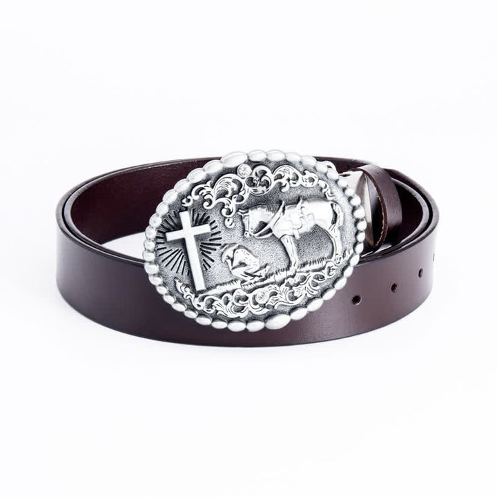Herren Steed Kreuz Knien Gebet Ledergürtel