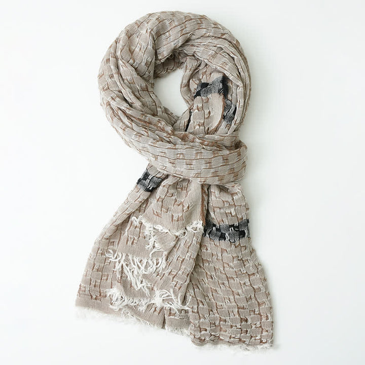Einzigartiger Knitterkaro-Quasten-Schal für Männer