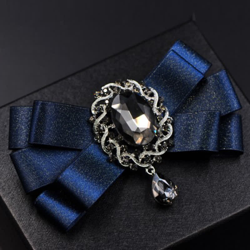 3-tlg. Set Schwarze Krawatte mit Strasssteinen in einfarbigem Design