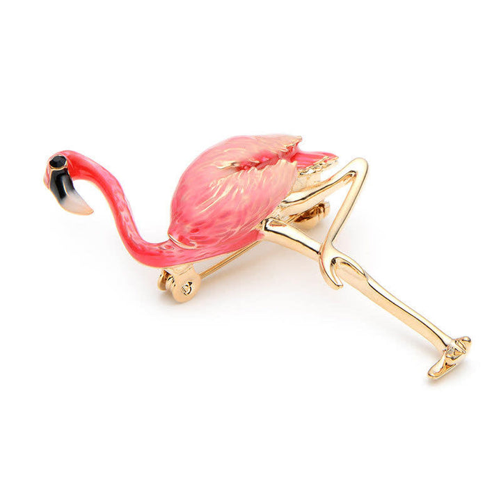 Frauen Exotische Emaille Flamingo Brosche