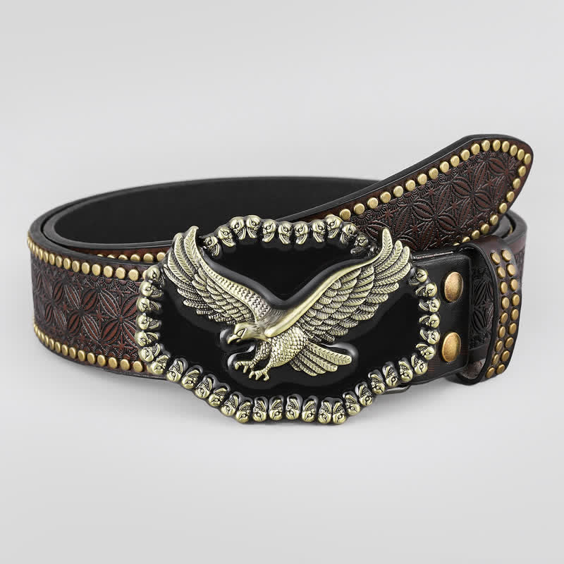 Herren Adler Fliegender Nieten Western Ledergürtel