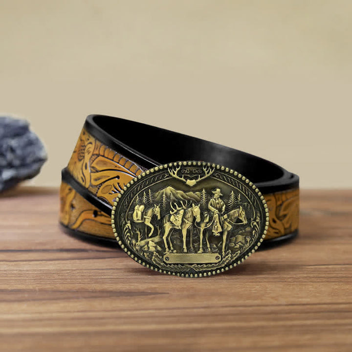 Herren DIY Cowboy Ritter Führt Pferd Schnalle Ledergürtel