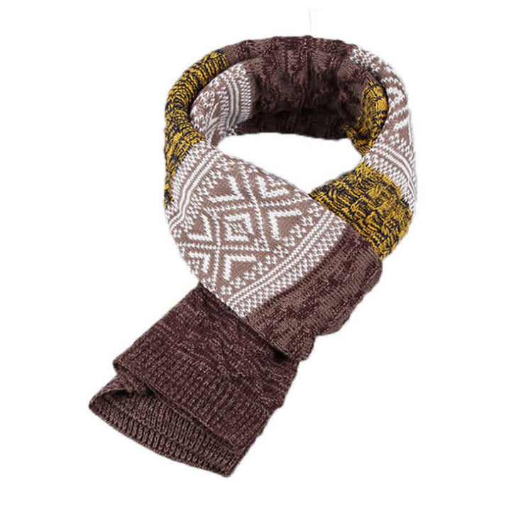Herren Argyle Gestrickter Color Block Schal