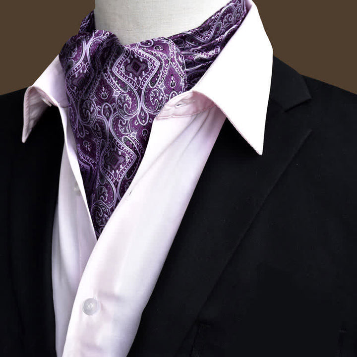 Lila Freizeitball Herren Blumen Ascot Paisley Krawatte