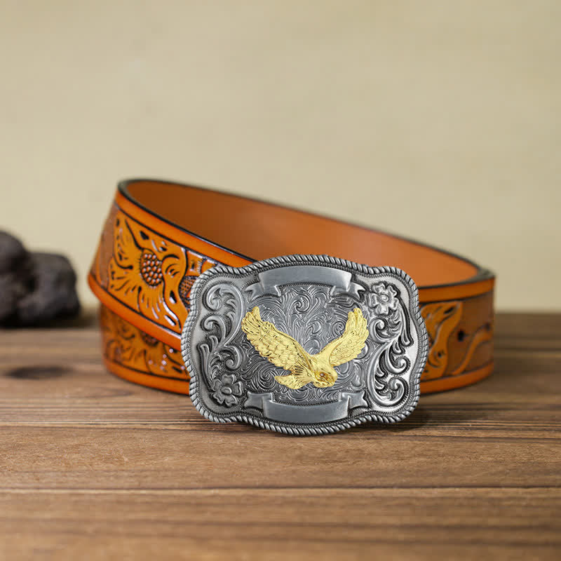 Herren DIY Ledergürtel mit goldener Tierschnalle