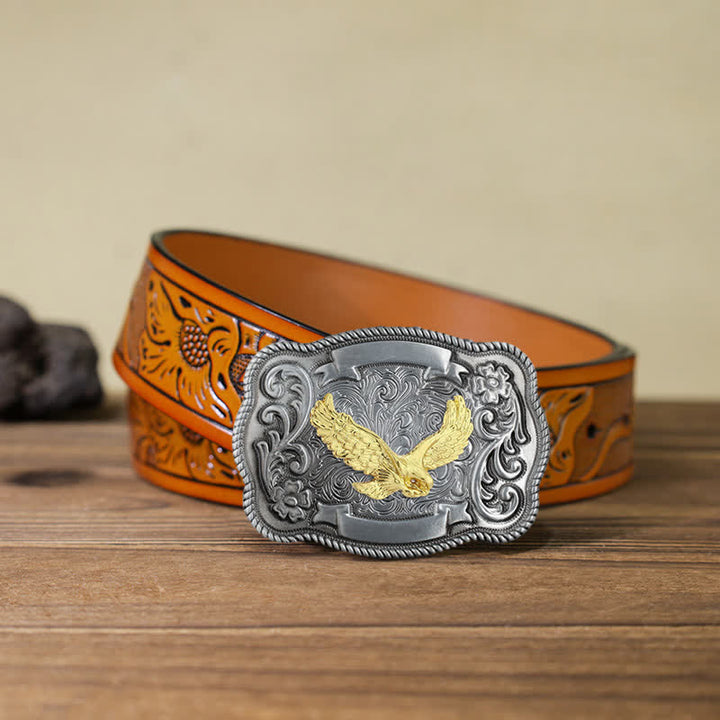 Herren DIY Ledergürtel mit goldener Tierschnalle