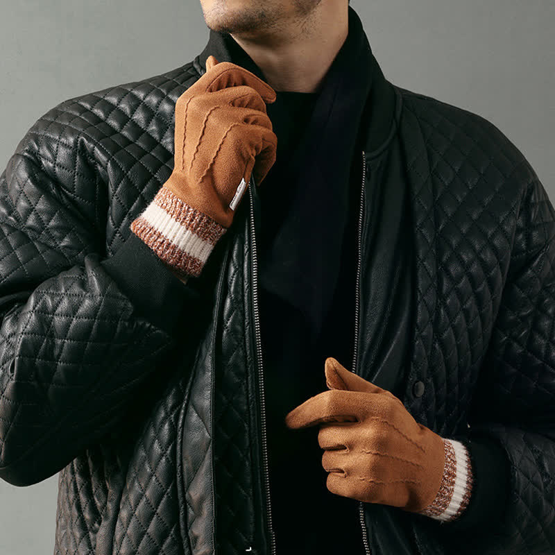 Unisex-Wildleder-Fleece-rutschfeste-Finger-Flip-Handschuhe