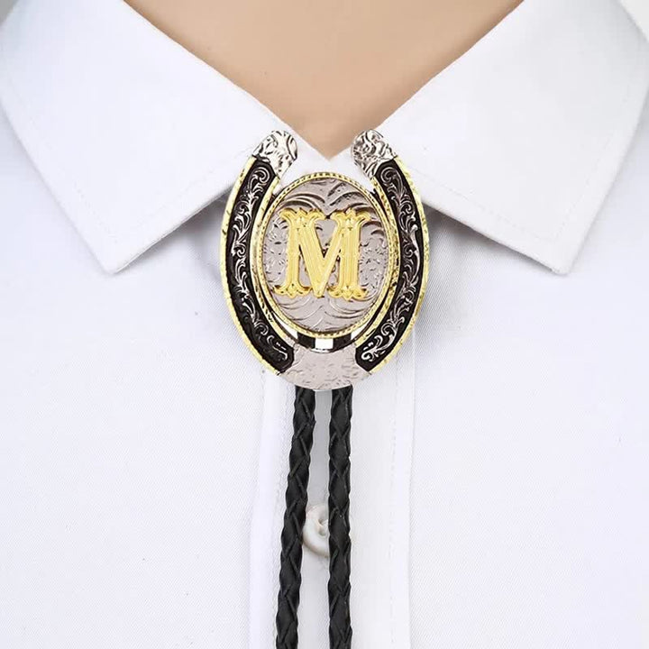 Moderne Western-Hufeisen Anfänglicher Buchstabe A bis Z Bolo Tie