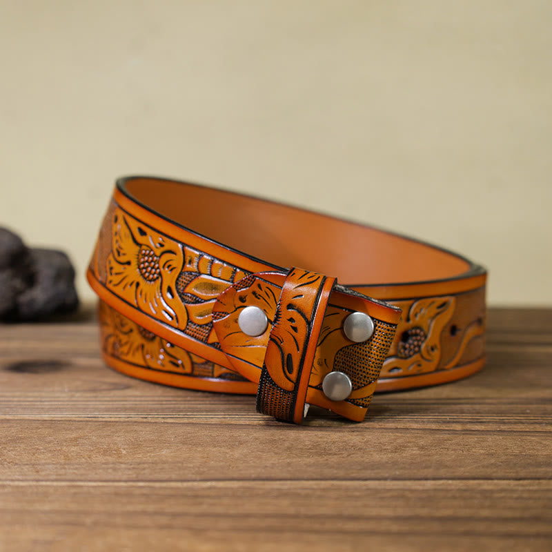 DIY-Ledergürtel mit Emaille-Wild Life-Hirschschnalle für Herren