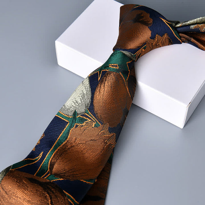 Marineblau &amp; Peru Elegante Blumen-Tulpen-Krawatte für Herren