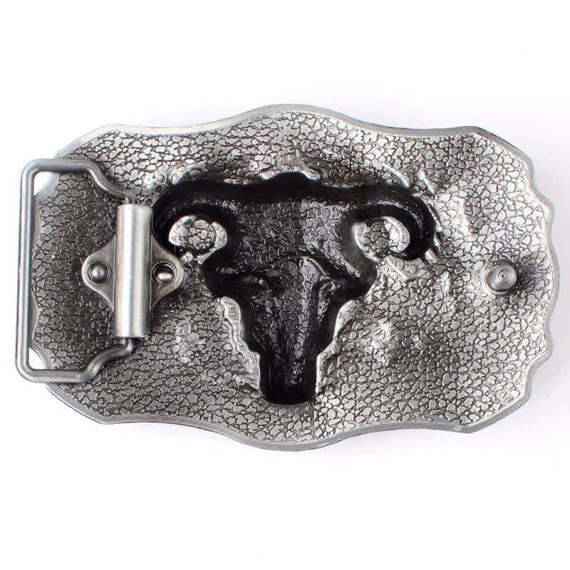 Men's DIY Goat Skull Turquoise Buckle Leder Gürtel