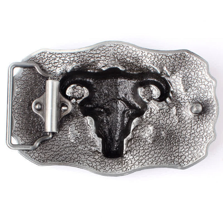 Men's DIY Goat Skull Turquoise Buckle Leder Gürtel