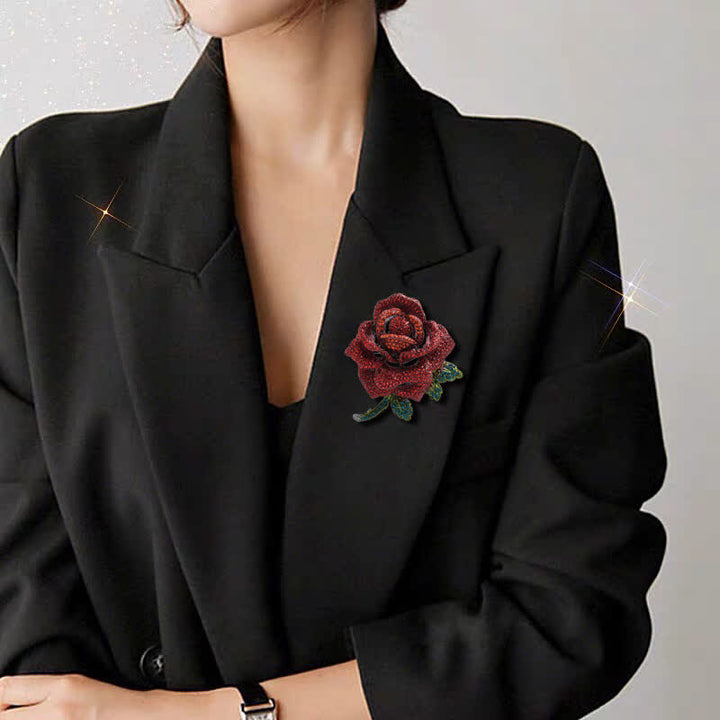 Frauen Elegante Rosen-Strass-Brosche