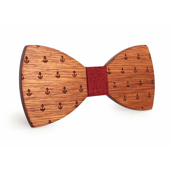 Holzfliege mit nautischem Anker-Design für Herren