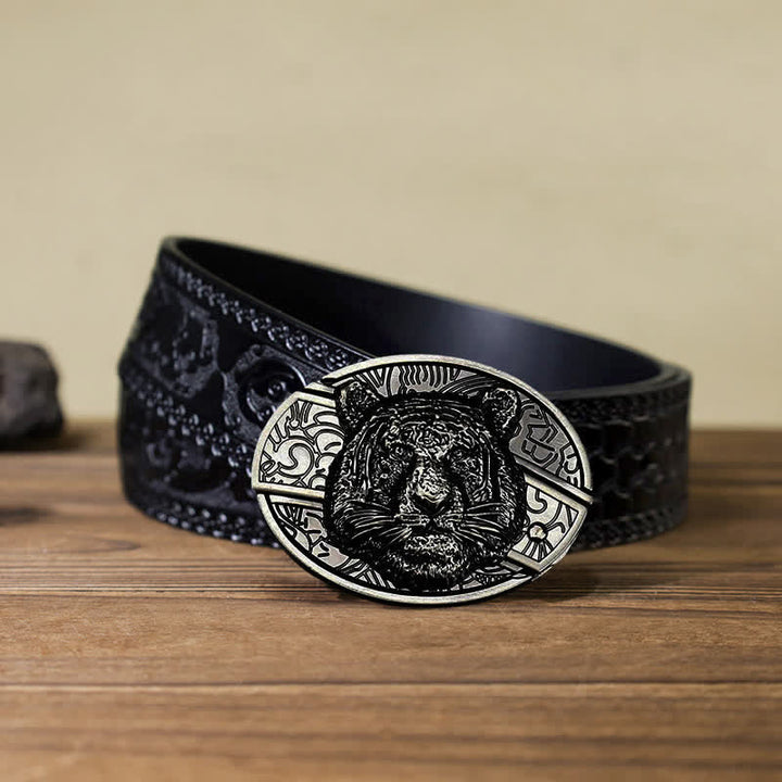 DIY-Leopardenkopf-Ledergürtel für Herren mit verstecktem Klappmesser