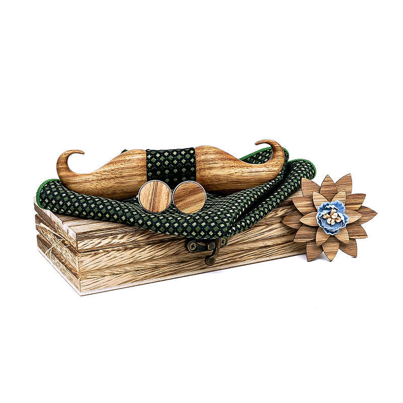 4er-Set Holzfliegen Burlywood Mustache für Herren
