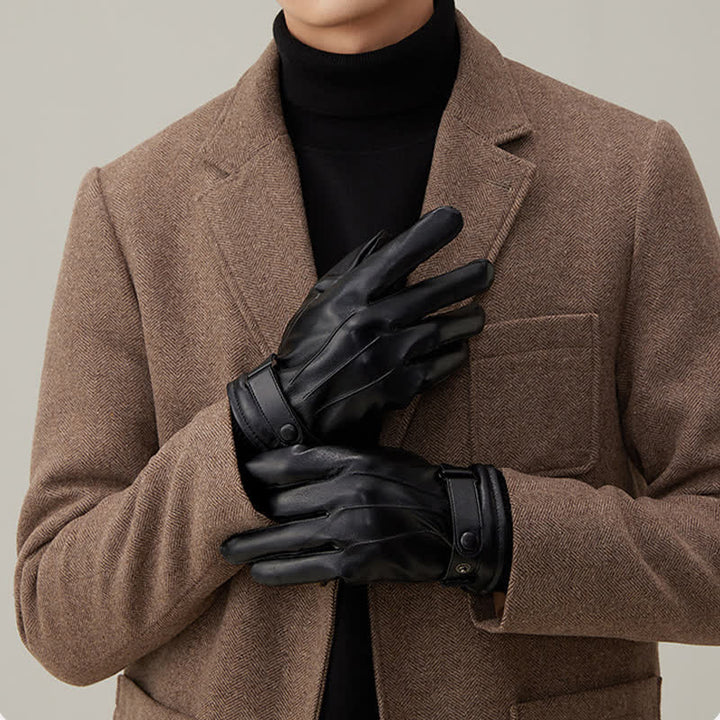 Wasserdichte PU-Lederhandschuhe für Herren mit Touchscreen-Funktion