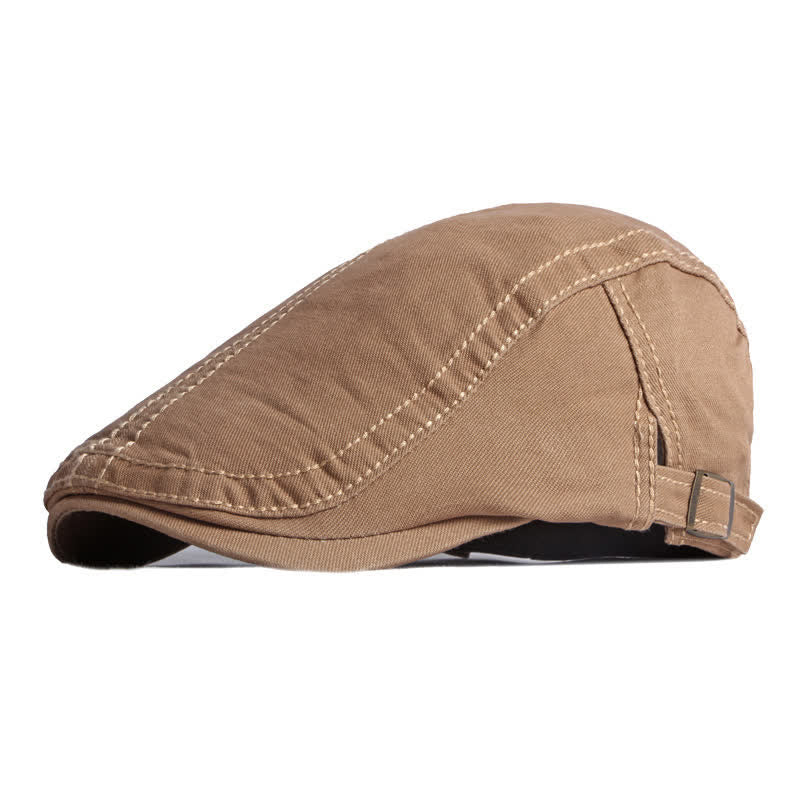Retro Maler Baumwolle Barett Flachkappe - Dunkel Khaki - Verstellbar (ca. 21 5/8"-23 5/8") - image 4