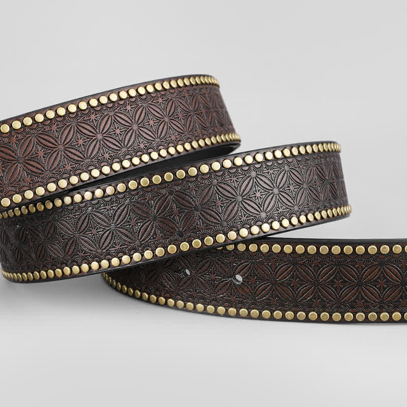 Herrencowboyschuhe mit Nietenverzierter Ledergürtel
