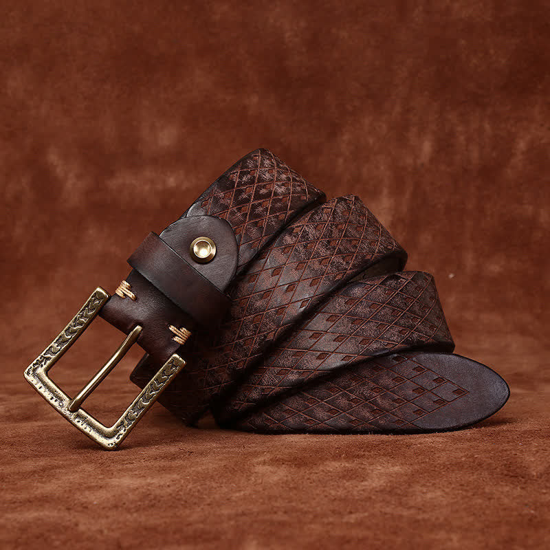 Entworfenes Vintage-Lederband mit geprägtem Diamantmuster