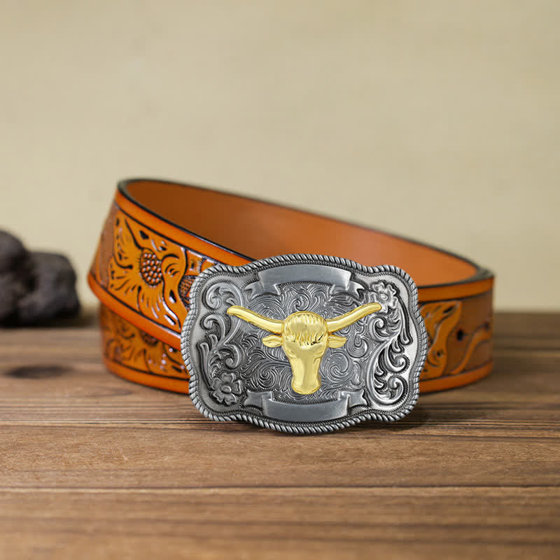 Herren DIY Ledergürtel mit goldener Tierschnalle