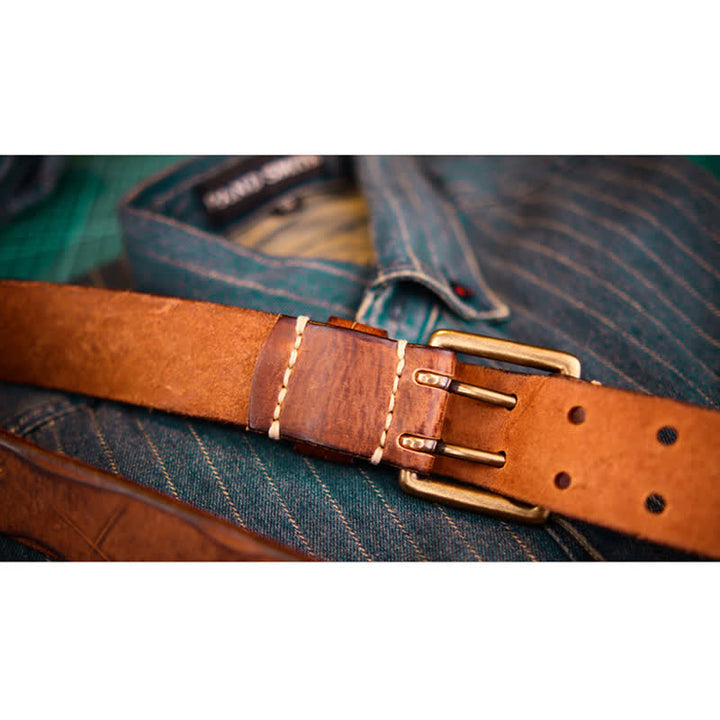 Breiter Herrengürtel aus Leder mit Doppeldornschließe - image 6