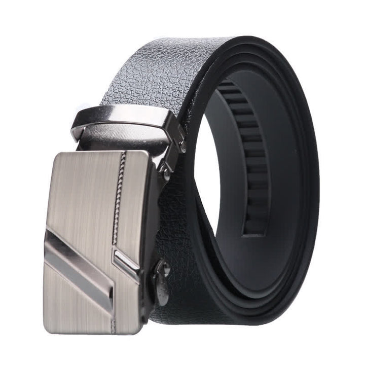 Herren Business Automatik Schnalle Schwarzer Ledergürtel - Stil Nr. 8 - Silber - 42 - image 16