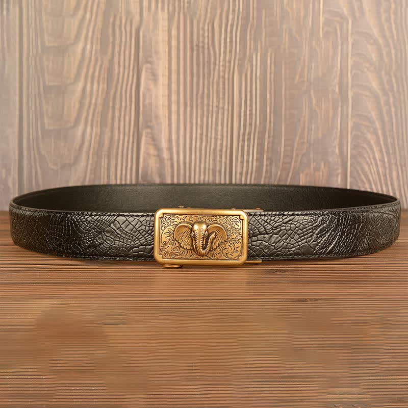 Herren Punk Elefant Alligator Muster Ledergürtel