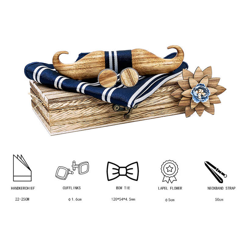 4er-Set Holzfliegen Burlywood Mustache für Herren