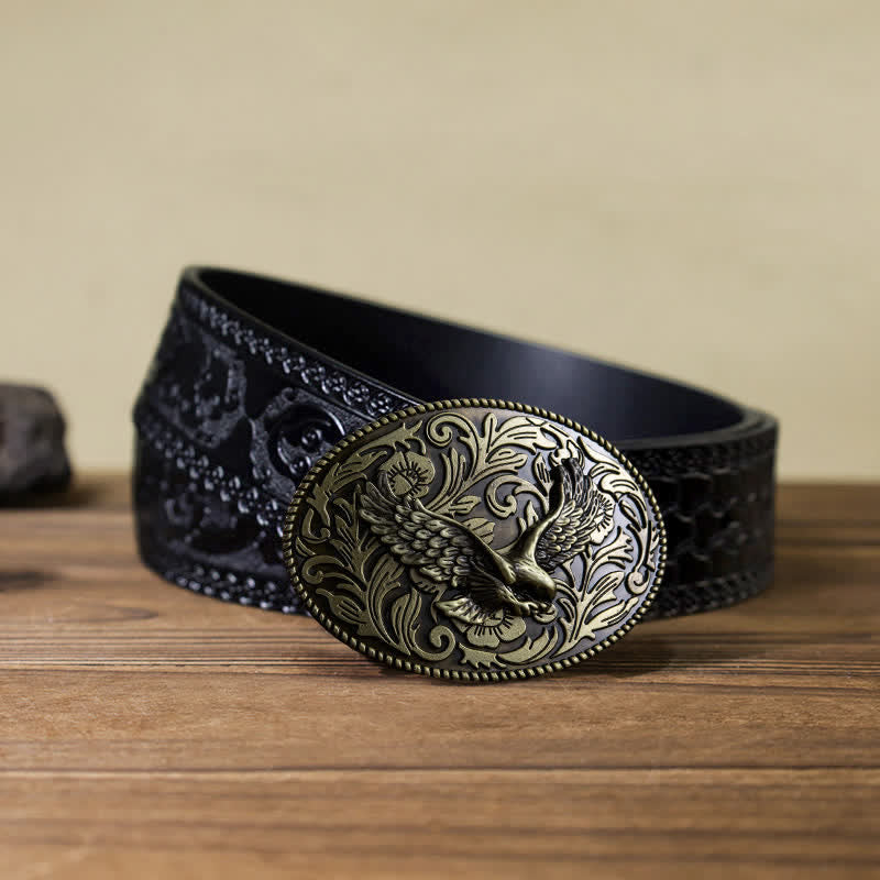 Herren DIY Tier Fliegende Adler Schnalle Ledergürtel