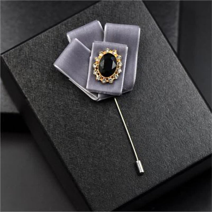 2er Set Royal Strass Brosche Samt Fliege
