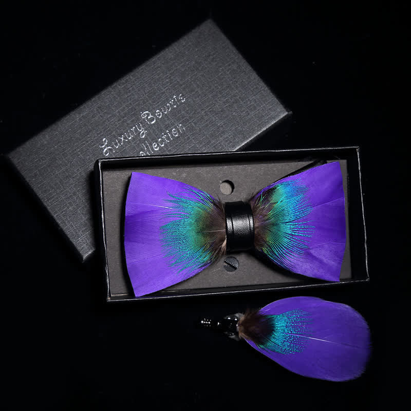 Royal Lila & Türkis Federfliege mit Reversnadel - image 1