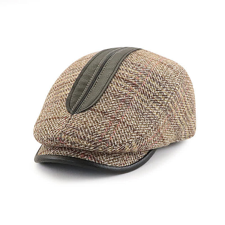 Vintage Maler Kurzer Newsboy Schirm Barettkappe - Khaki - M (22"-22 7/8") - image 9