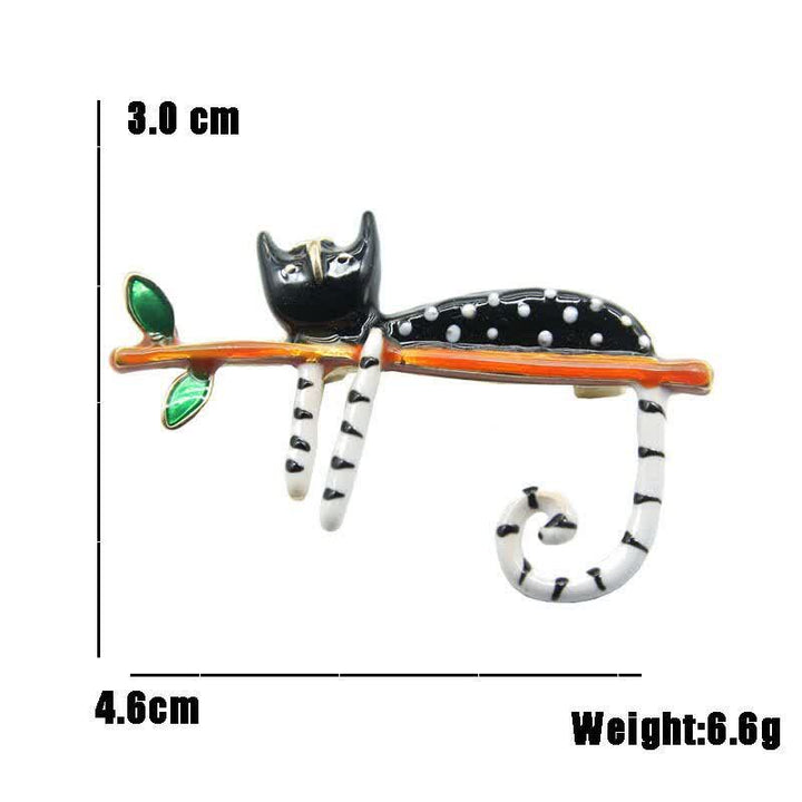 Frauen Gemütliches Kätzchen Polka Dot Katzenbrosche
