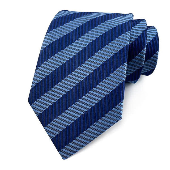Traditionelle Repp-Gestreifte Bürokrawatte für Herren - Marineblau & Hellblau - image 18