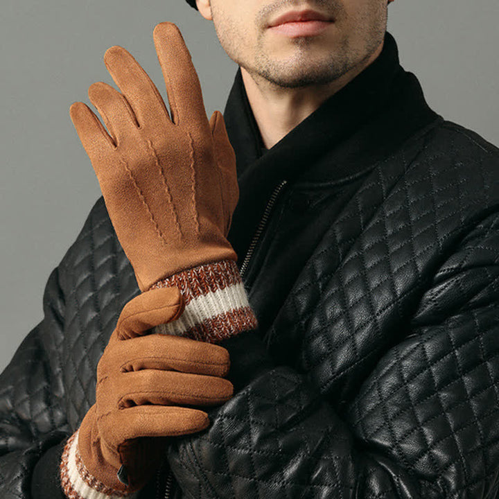 Unisex-Wildleder-Fleece-rutschfeste-Finger-Flip-Handschuhe