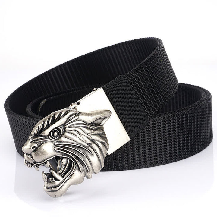 Nylon-Gürtel mit brüllendem Tigerkopf für Männer