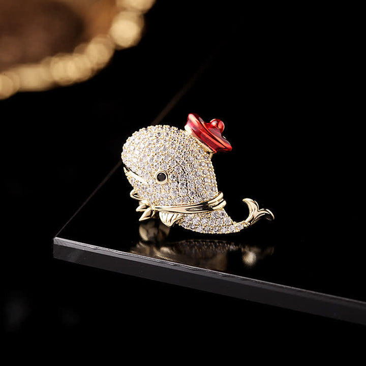 Frauen Marine Strass Wal Brosche
