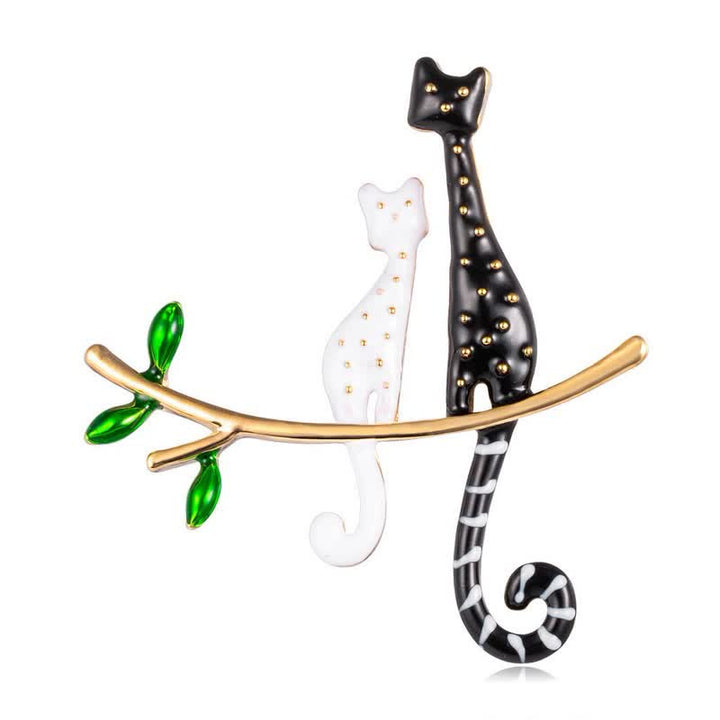 Frauen Gemütliches Kätzchen Polka Dot Katzenbrosche